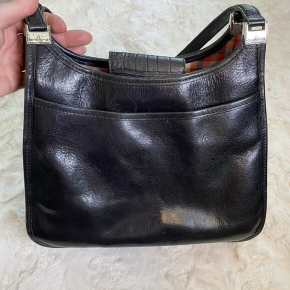 Brighton Black Crocodile Leather Handbag Medium Shoulder Bag Silver Hardware - Picture 5 of 16
